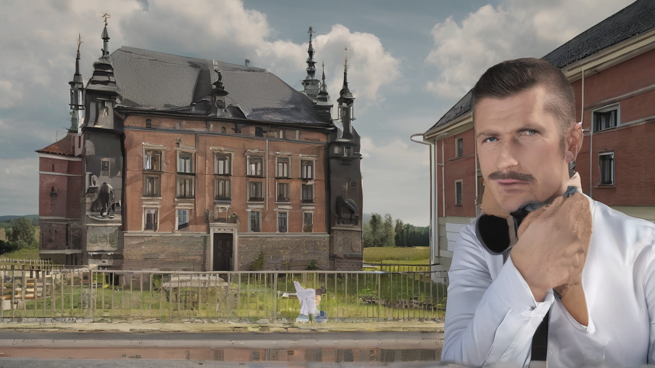 Portret zadowolonego klienta - mężczyzna w średnim wieku z czapką wędkarską